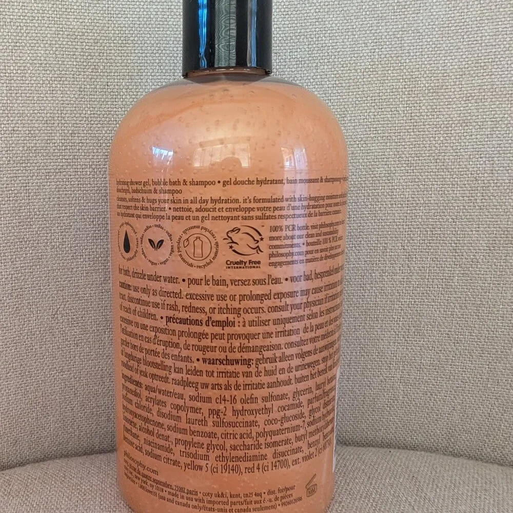 NEW Philosophy 3 IN 1 Shampoo Shower Gel Bubble Bath 16 fl oz Mandarin Mimosa‎